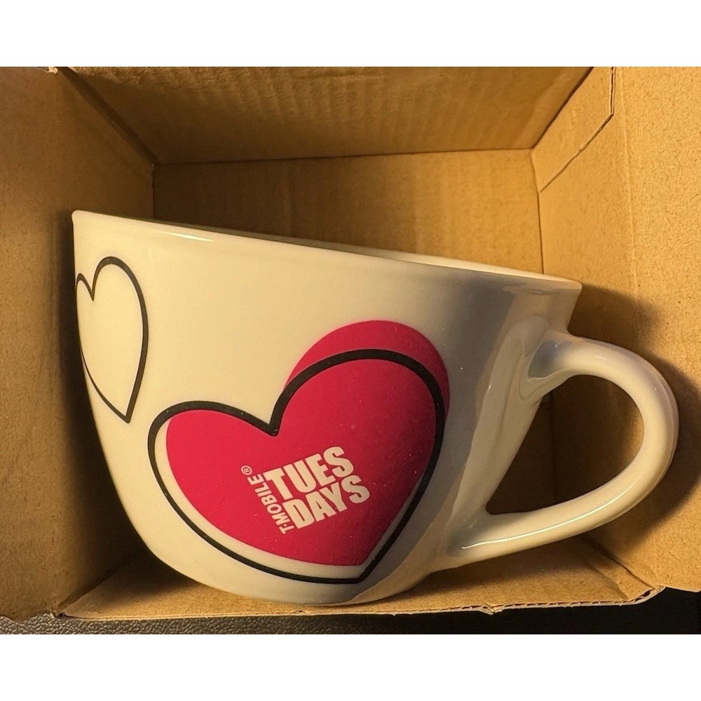 T-Mobile Tuesdays Valentines Day Heart Ceramic Coffee Tea Cup  NEW